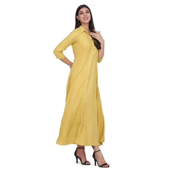 Ochre_Viscose_Jacquard_Flared_Maxi_Dress_For_Women