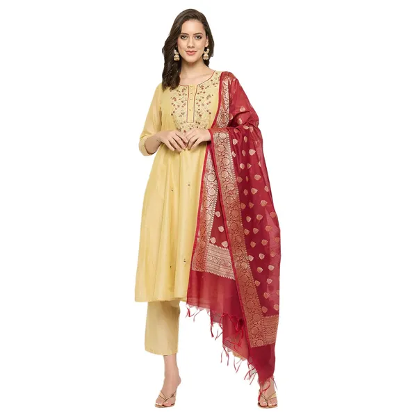 Beige_Chanderi_Embroidered_Anarkali_Suit_Set_With_Dupatta_For_Women
