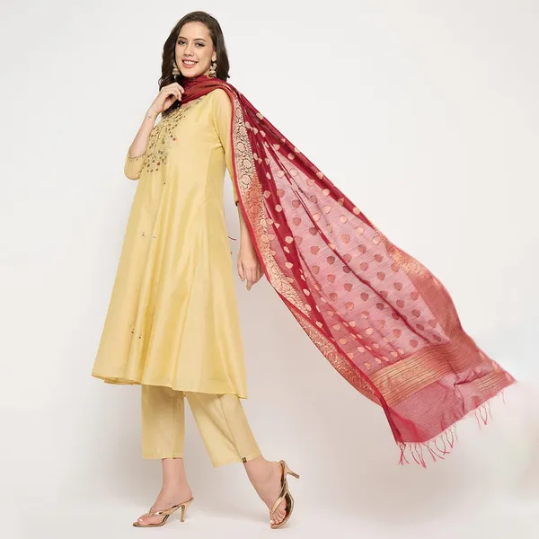Beige_Chanderi_Embroidered_Anarkali_Suit_Set_With_Dupatta_For_Women