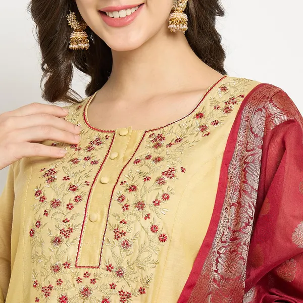 Beige_Chanderi_Embroidered_Anarkali_Suit_Set_With_Dupatta_For_Women