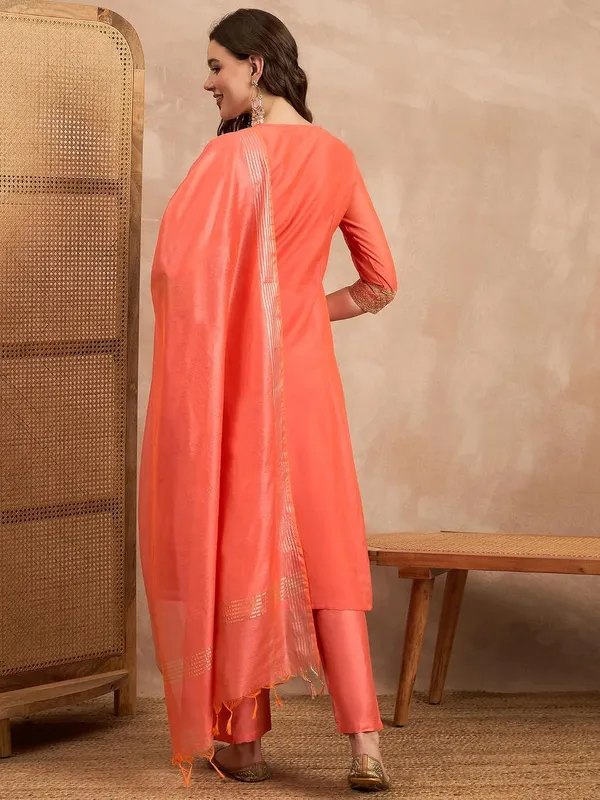 Rust_Chanderi_Silk_Embroidered_Anarkali_Suit_Set_For_Women
