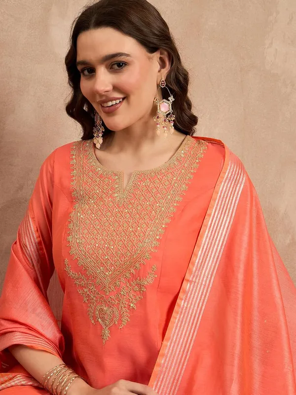 Rust_Chanderi_Silk_Embroidered_Anarkali_Suit_Set_For_Women