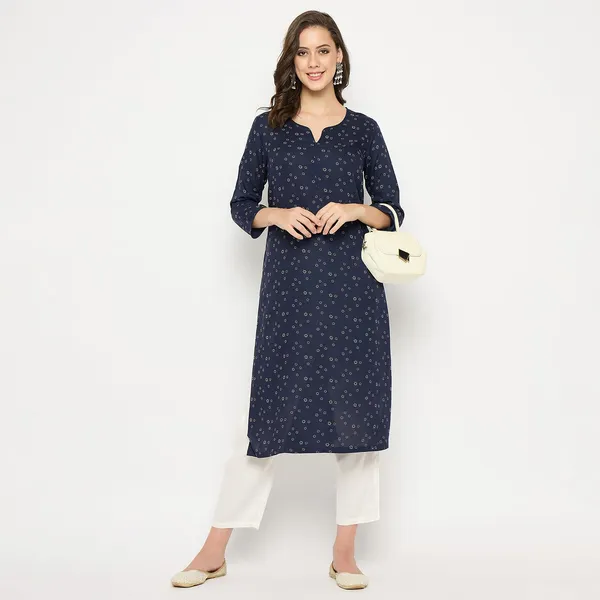 Navy_Blue_Viscose_Rayon_Straight_Printed_Kurta_Pant_Set_For_Women