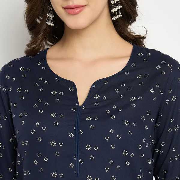 Navy_Blue_Viscose_Rayon_Straight_Printed_Kurta_Pant_Set_For_Women