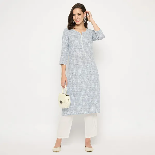 Sky_Blue_Viscose_Rayon_Straight_Printed_Kurta_Pant_Set_For_Women