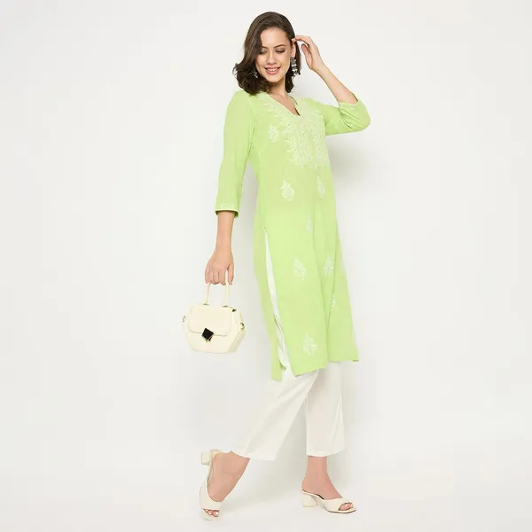 Light_Green_Cotton_Slub_Straight_Embroidered_Kurta_Pant_Set_For_Women