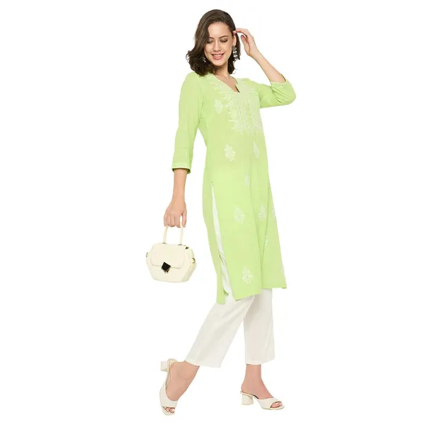 Light_Green_Cotton_Slub_Straight_Embroidered_Kurta_Pant_Set_For_Women