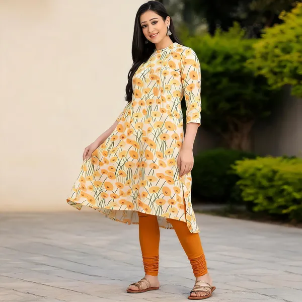 White_Yellow_Mangalagiri_Cotton_A-Line_Maxi_Dress_For_Women