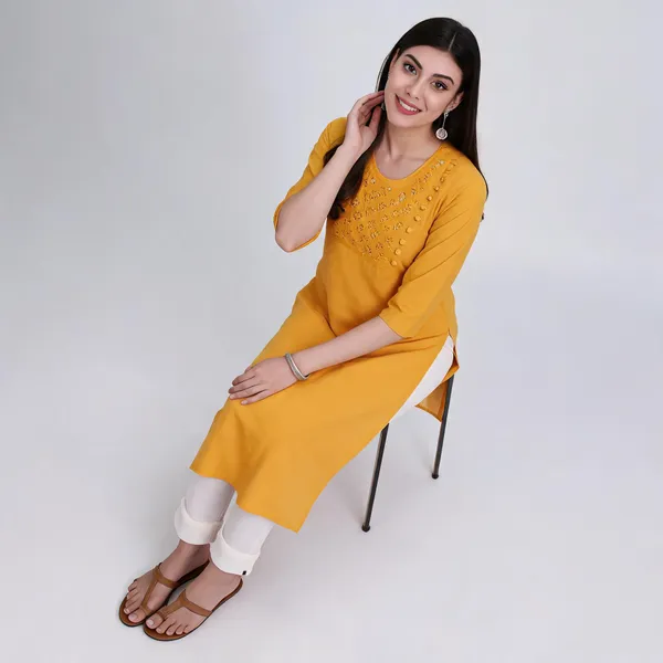 Marigold_Yellow_Mangalgiri_Cotton_Embroidered_Straight_Kurta_Pant_Set_For_Women