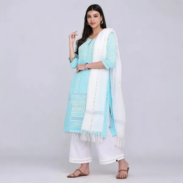 Turquoise_Cotton_Straight_Suit_Set_With_Dupatta_For_Women