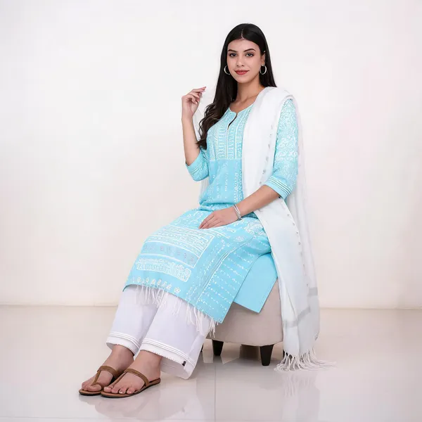 Turquoise_Cotton_Straight_Suit_Set_With_Dupatta_For_Women