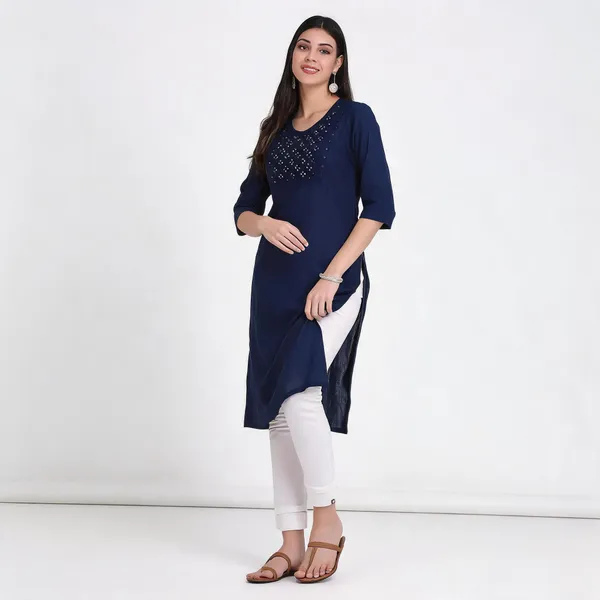 Navy_Blue_Mangalgiri_Cotton_Embroidered_Straight_Kurta_For_Women