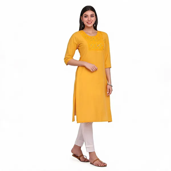 Marigold_Yellow_Mangalgiri_Cotton_Embroidered_Straight_Kurta_For_Women