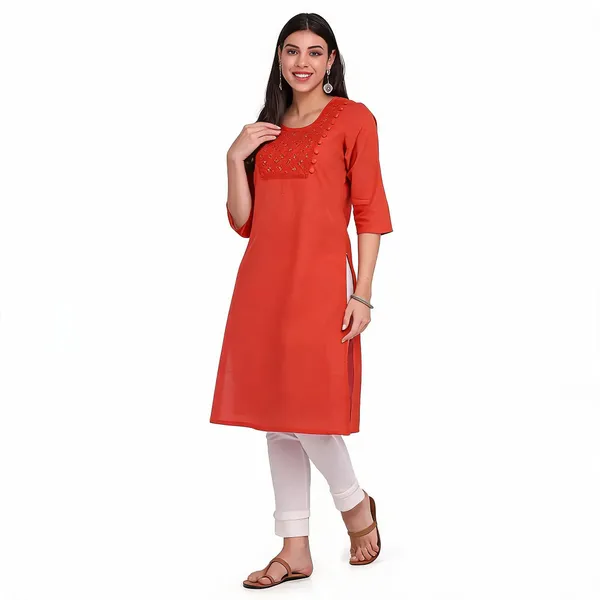 Rust_Mangalgiri_Cotton_Embroidered_Straight_Kurta_For_Women