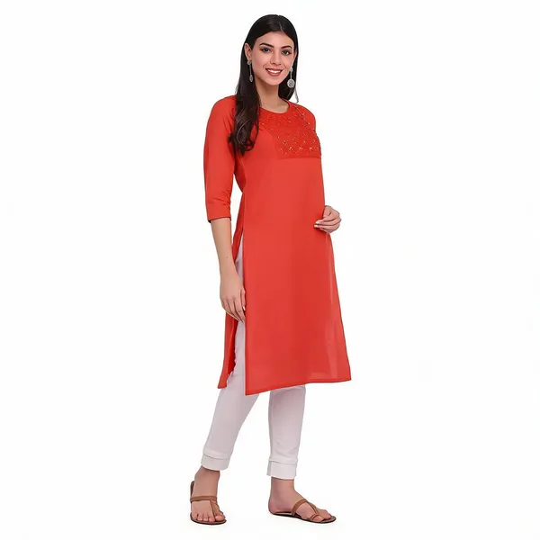 Rust_Mangalgiri_Cotton_Embroidered_Straight_Kurta_For_Women