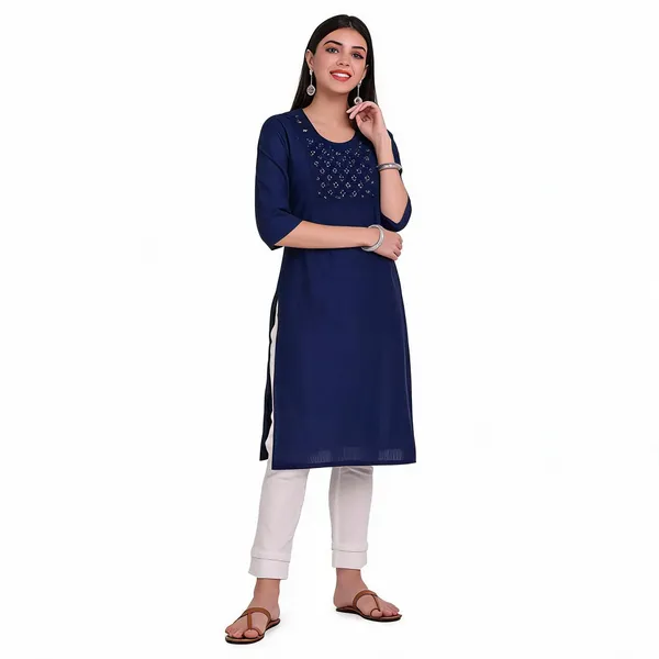 Navy_Blue_Mangalgiri_Cotton_Embroidered_Straight_Kurta_Pant_Set_For_Women