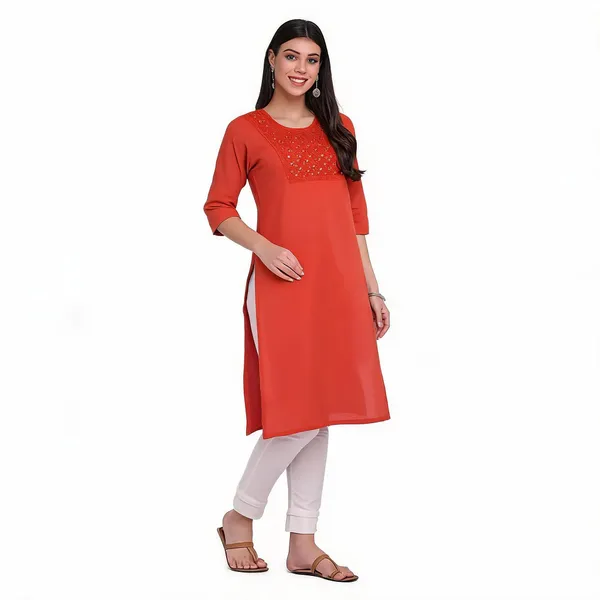 Rust_Mangalgiri_Cotton_Embroidered_Straight_Kurta_Pant_Set_For_Women