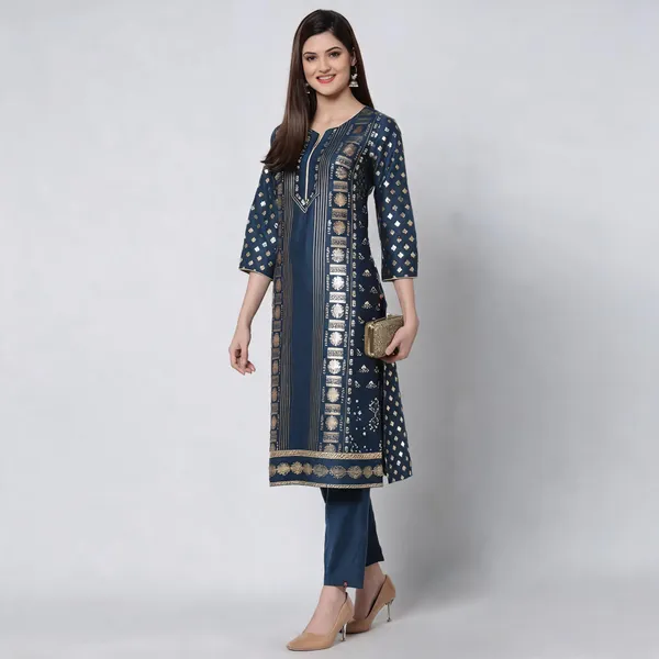 Teal_Cotton_Silk_Printed_A-Line_Salwar_Suit_Set_For_Women