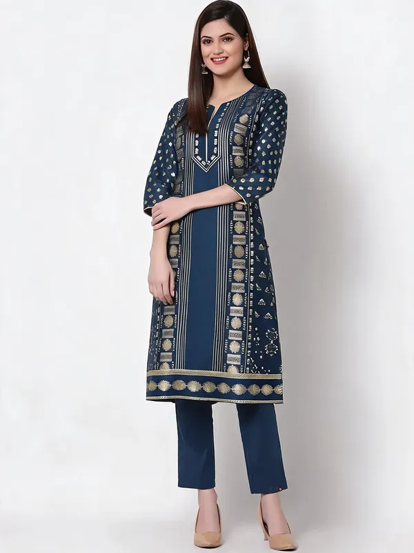 Teal_Cotton_Silk_Printed_A-Line_Salwar_Suit_Set_For_Women