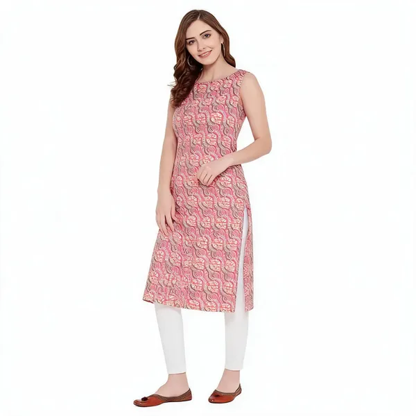 Pink_Cotton_Sleeveless_Printed_Kurta_For_Women