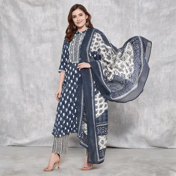 Indigo_Cotton_Straight_Kurta_Pant_Dupatta_Set_For_Women