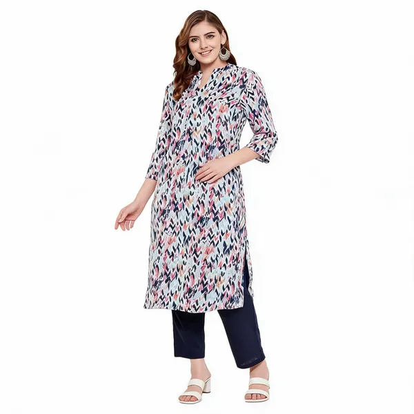 Blue_Viscose_Printed_A-Line_Kurta_Pant_Set_For_Women