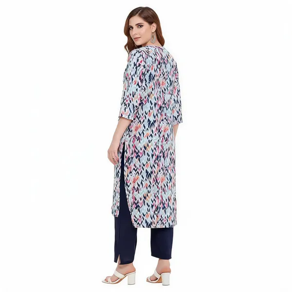 Blue_Viscose_Printed_A-Line_Kurta_Pant_Set_For_Women