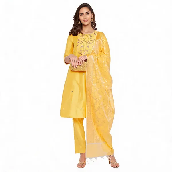 Yellow_Cotton_Silk_Straight_Embroidered_Suit_Set_With_Dupatta_For_Women