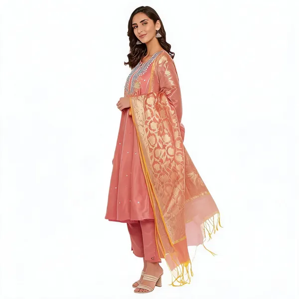 Peach_Cotton_Silk_Regular_Fit_Anarkali_Suit_Set_For_Women