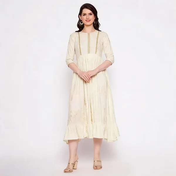 Off_White_Cotton_Foil_Printed_Tiered_Frill_Dress_For_Women