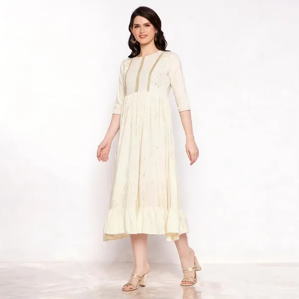 Off_White_Cotton_Foil_Printed_Tiered_Frill_Dress_For_Women