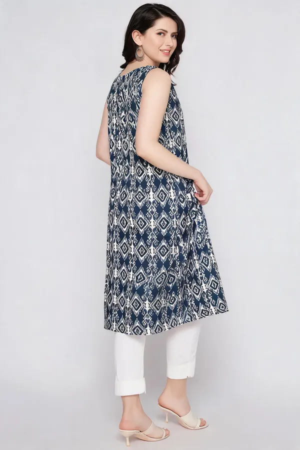 Indigo_Cotton_Sleeveless_Printed_Kurta_For_Women