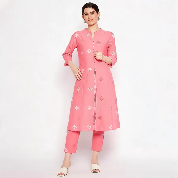 Pink_South_Cotton_Straight_Kurta_Pant_Set_For_Women