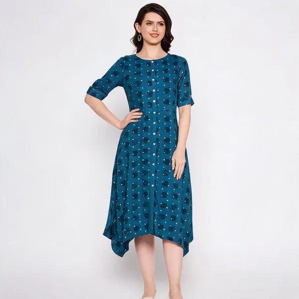 Indigo_Viscose_Regular_Fit_Cowl_Antique_Foil_Dress_For_Women