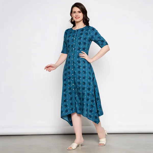 Indigo_Viscose_Regular_Fit_Cowl_Antique_Foil_Dress_For_Women