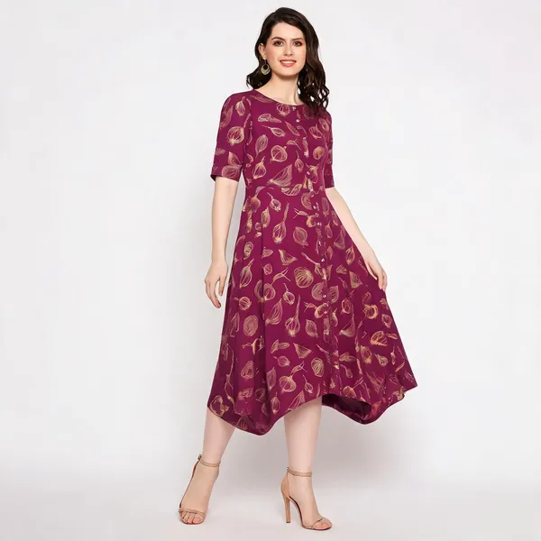 Lavender_Viscose_Regular_Fit_Cowl_Antique_Foil_Dress_For_Women