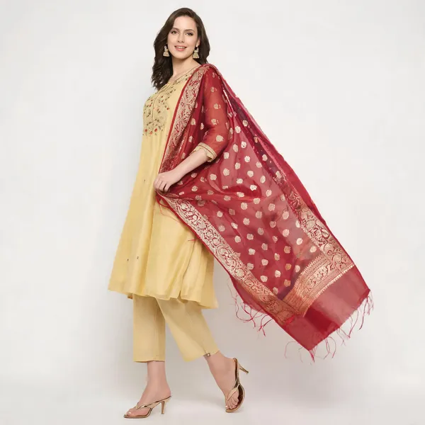 Beige_Chanderi_Embroidered_Anarkali_Suit_Set_With_Dupatta_For_Women