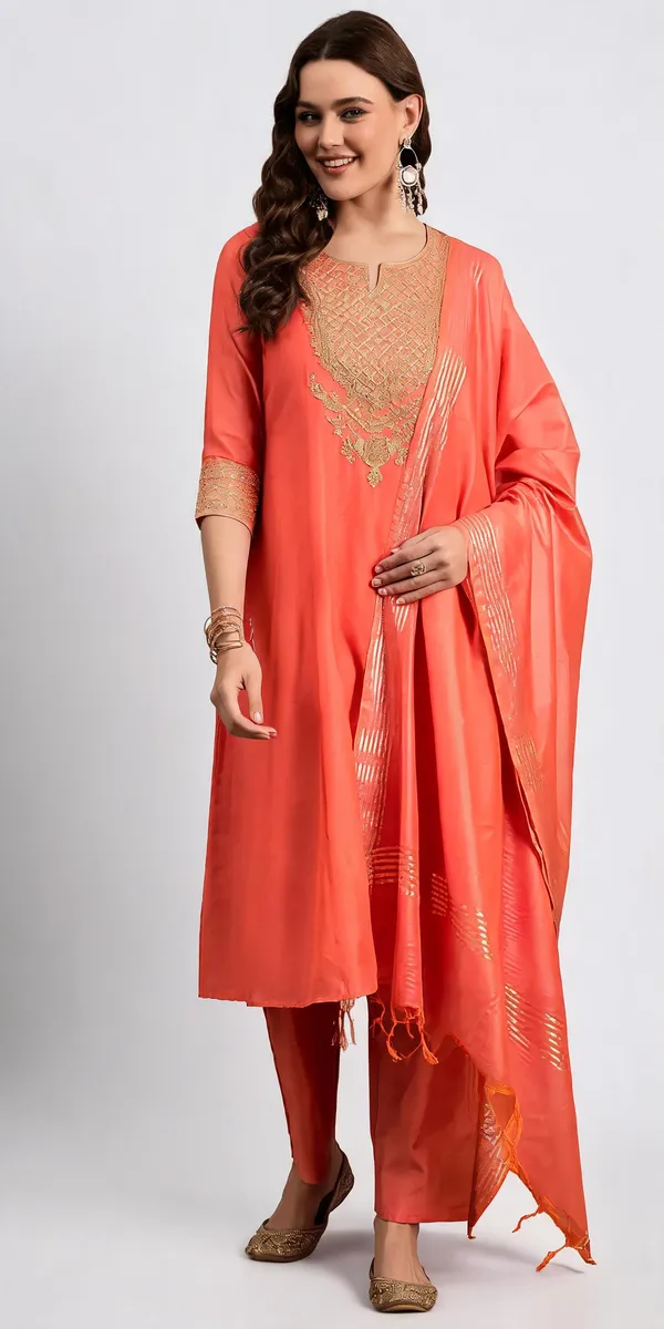 Rust_Chanderi_Silk_Embroidered_Anarkali_Suit_Set_For_Women
