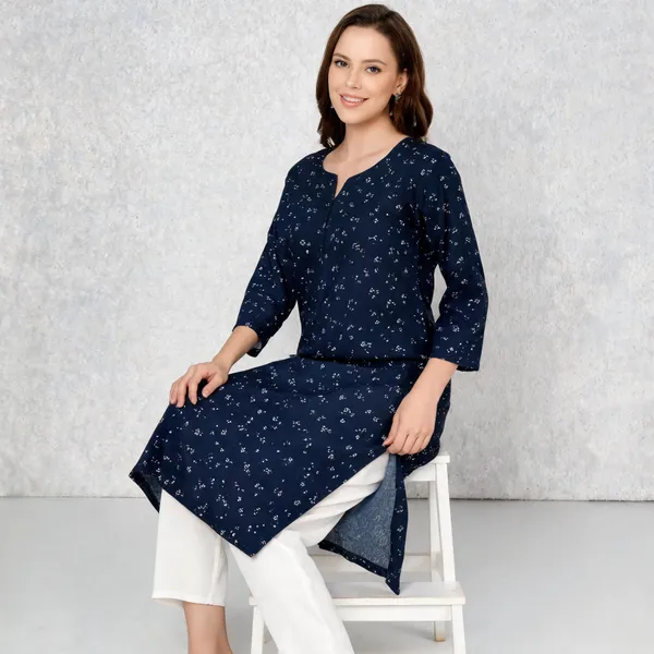 Navy_Blue_Viscose_Rayon_Straight_Printed_Kurta_Pant_Set_For_Women