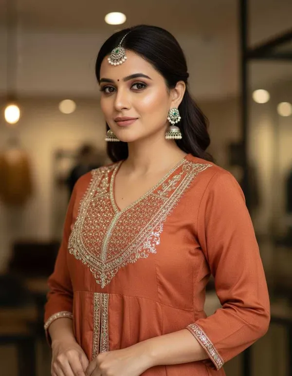 Rust_Mull_Roman_Anarkali_Kurta_Set_For_Women