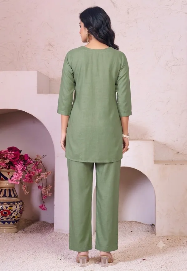 Green_Burberry_Straight_Fit_Kurta_Pant_Set_For_Women