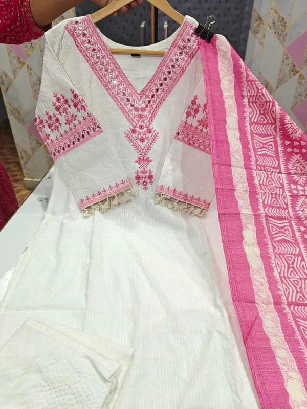 White_Cotton_Straight_Kurta_Set_With_Dupatta_For_Women