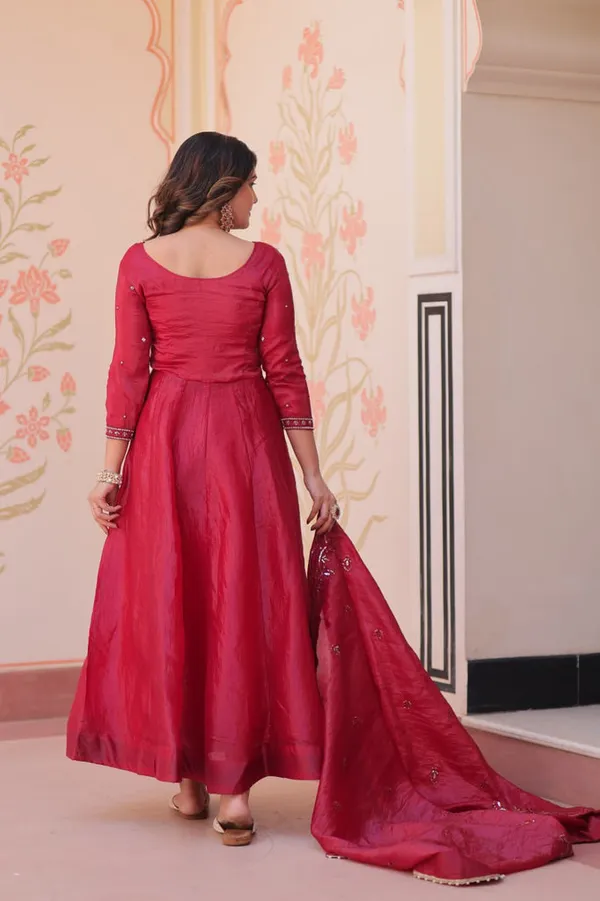 Wine_Roman_Viscose_Anarkali_Suit_Set_for_Women