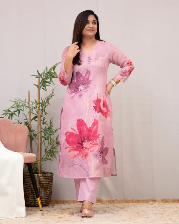 Pink_Chanderi_Cotton_Straight_Kurta_Set_For_Women