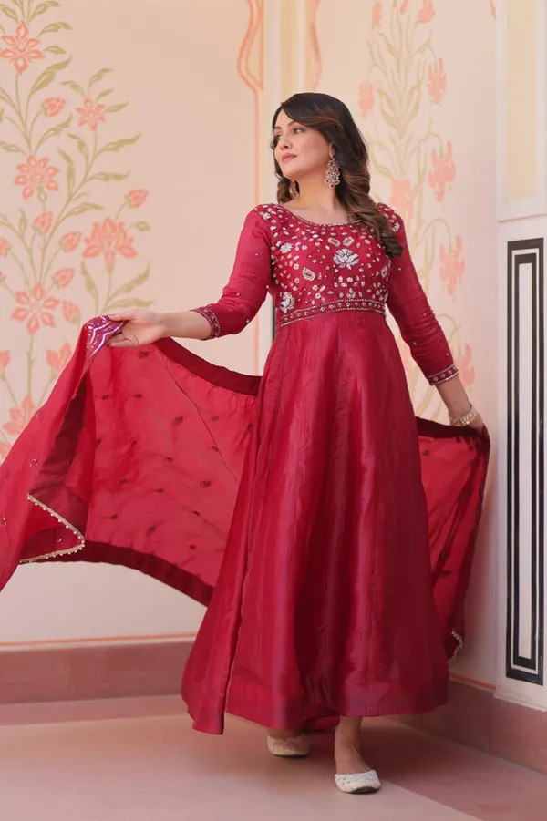 Wine_Roman_Viscose_Anarkali_Suit_Set_for_Women