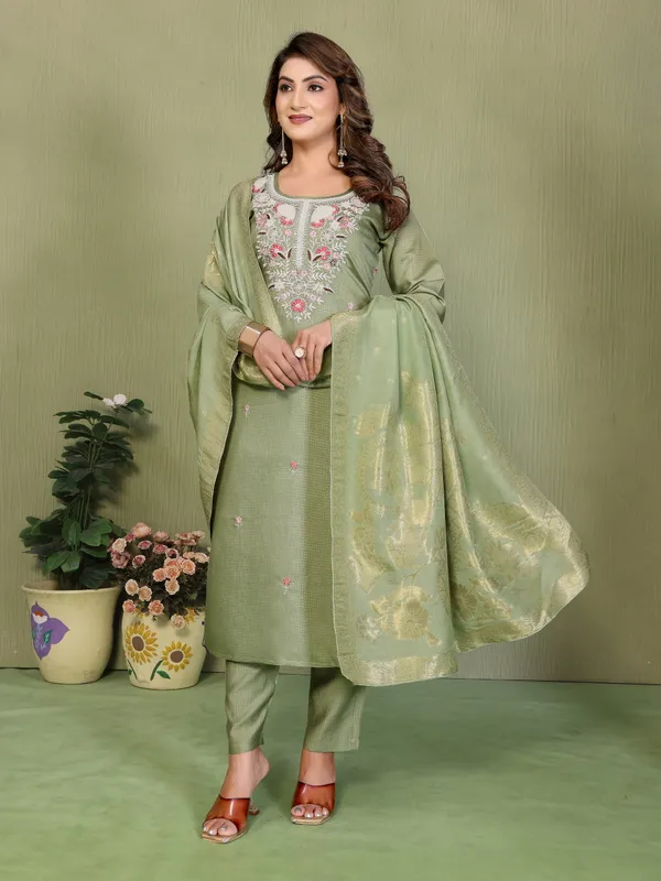Green_Embroidered_Straight_Kurta_Set_With_Dupatta_For_Women