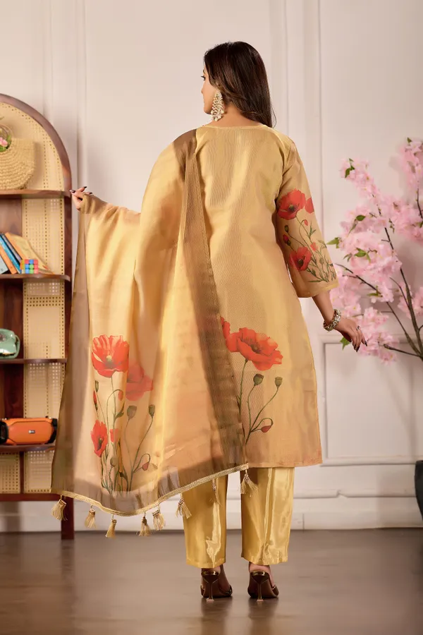 Beige_Erode_Silk_Floral_Print_Kurta_Set_For_Women