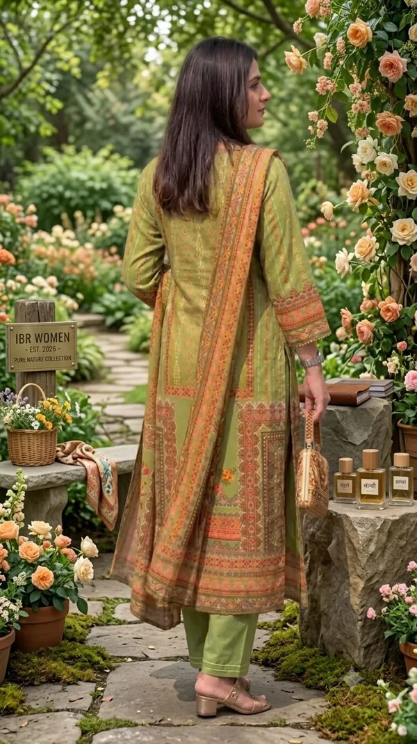 Green_Chinon_Printed_Kurta_Set_For_Women