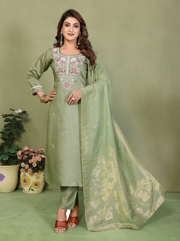 Green_Embroidered_Straight_Kurta_Set_With_Dupatta_For_Women