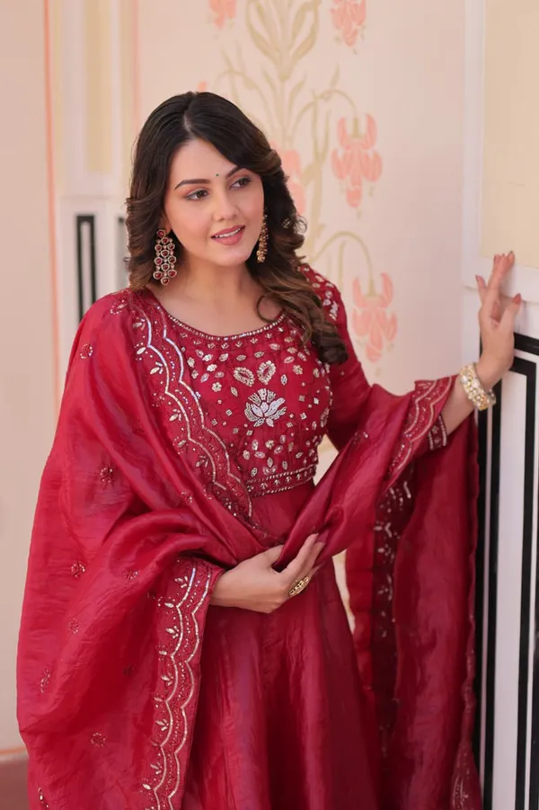 Wine_Roman_Viscose_Anarkali_Suit_Set_for_Women